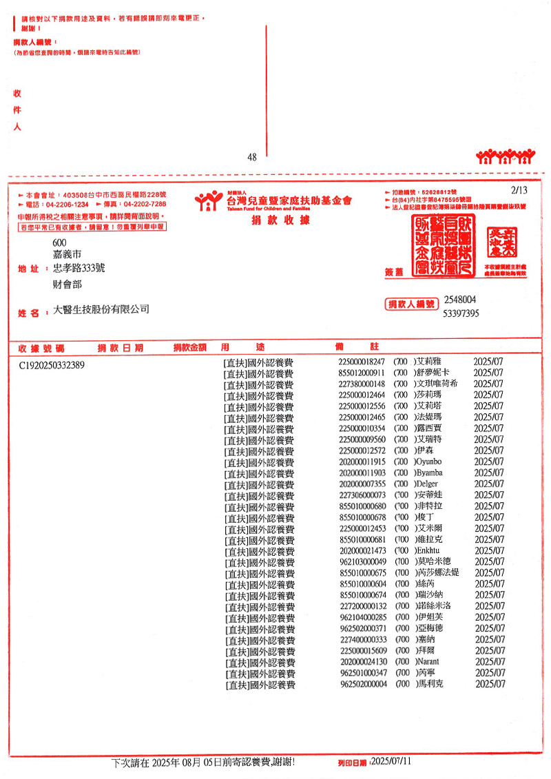 捐款明細