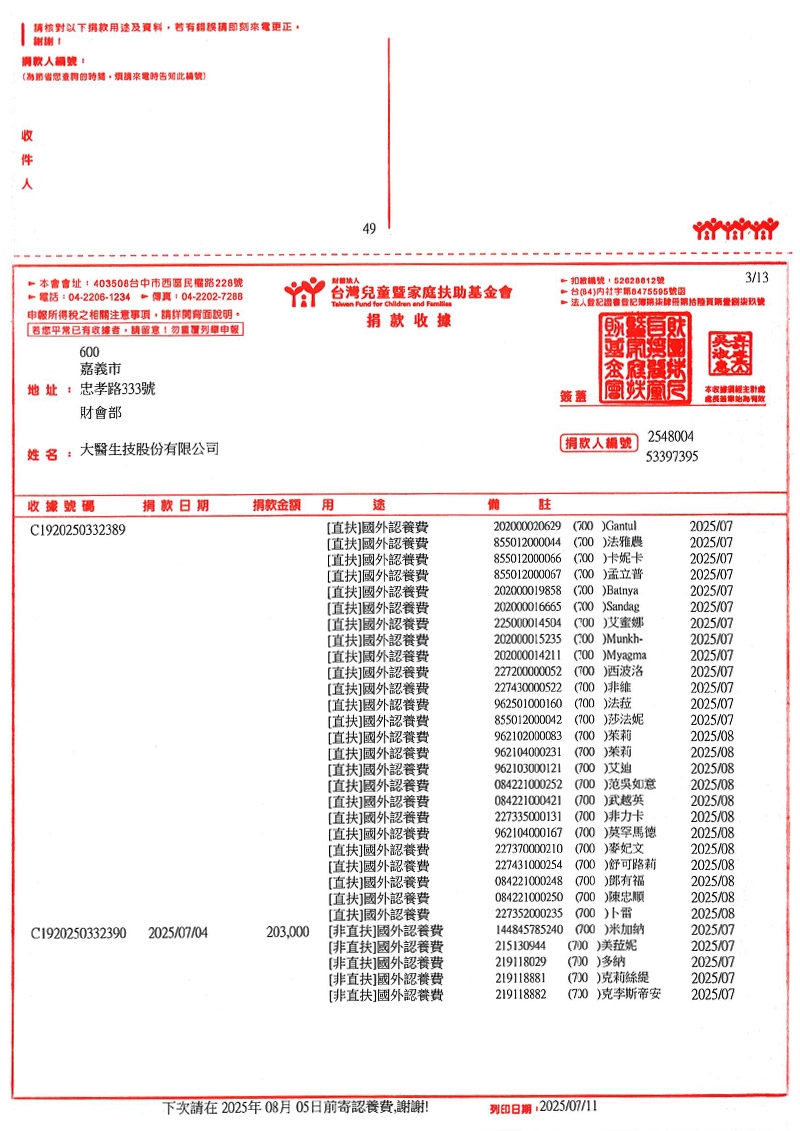 捐款明細