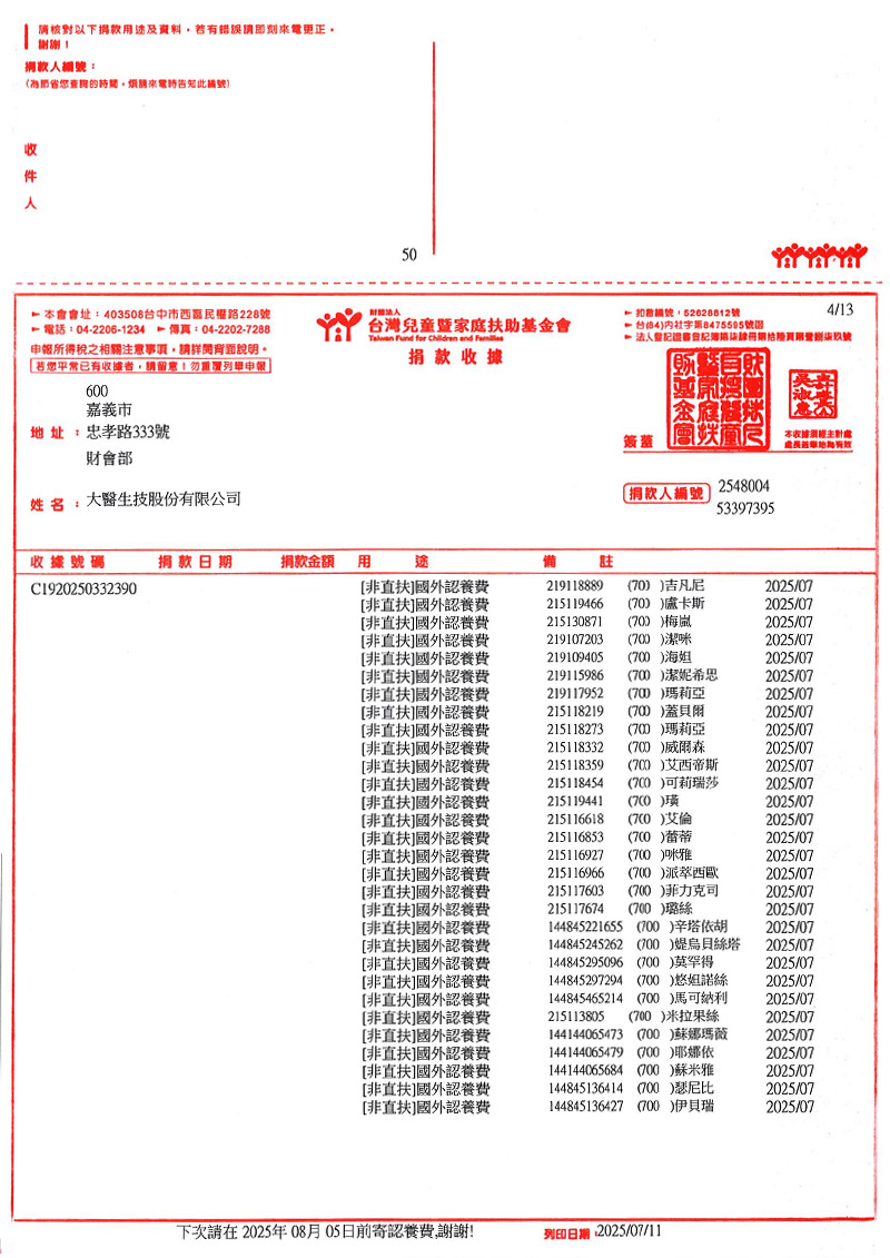 捐款明細