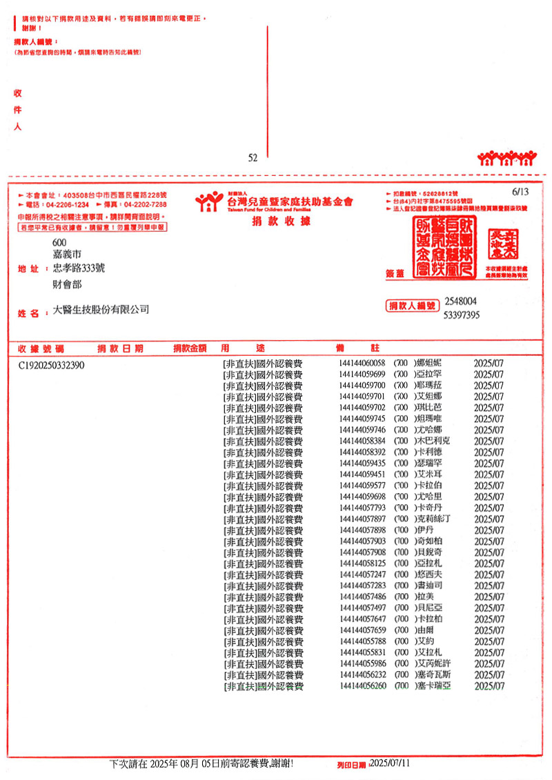 捐款明細