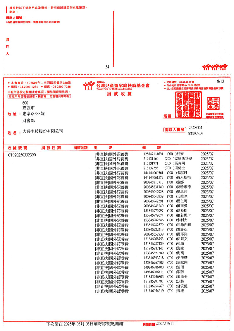 捐款明細
