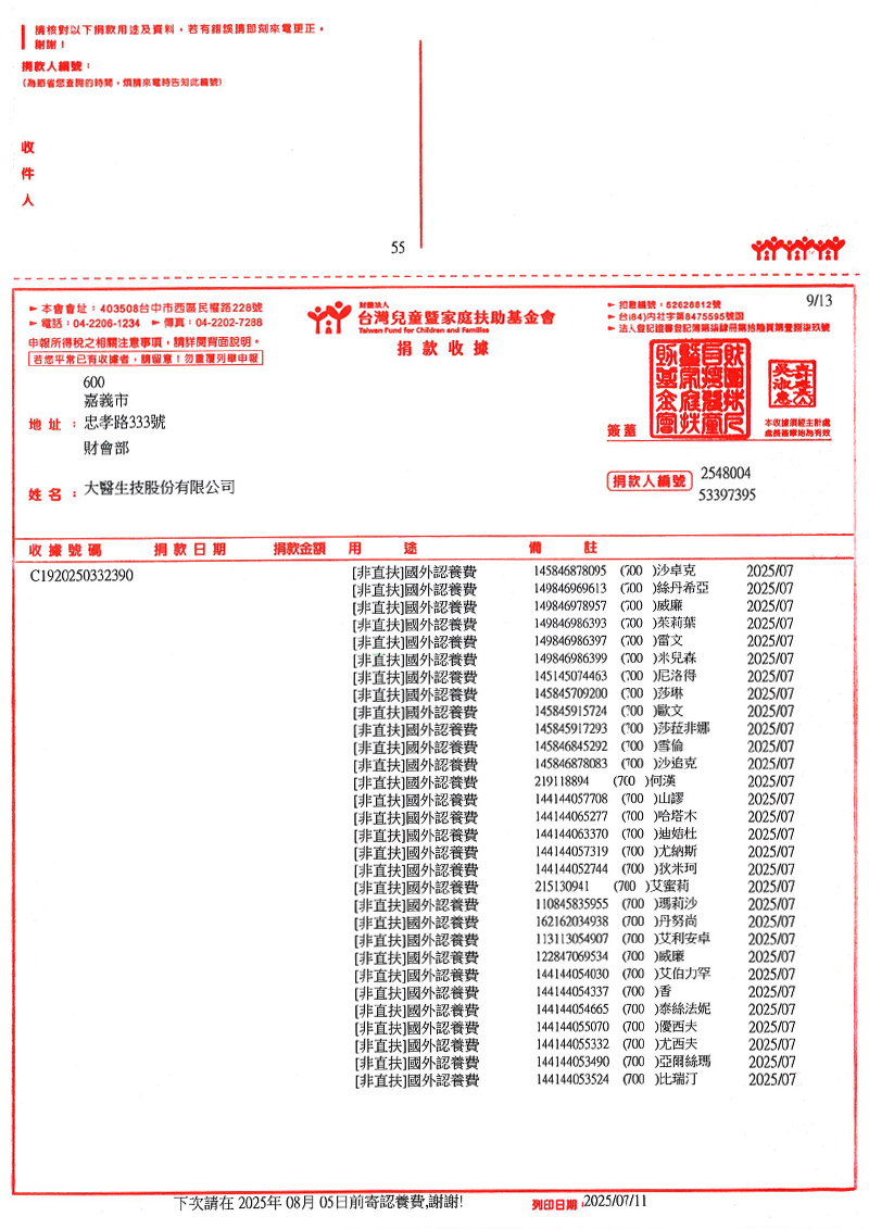 捐款明細