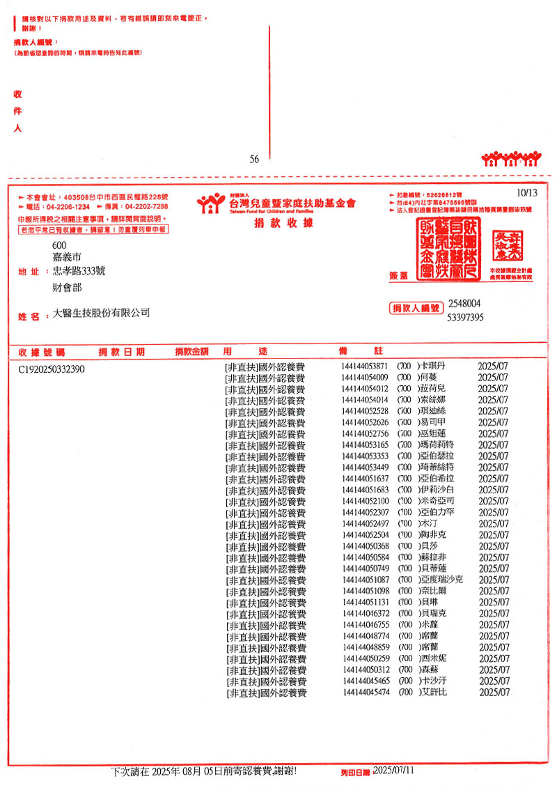 捐款明細