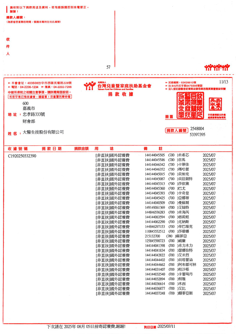 捐款明細