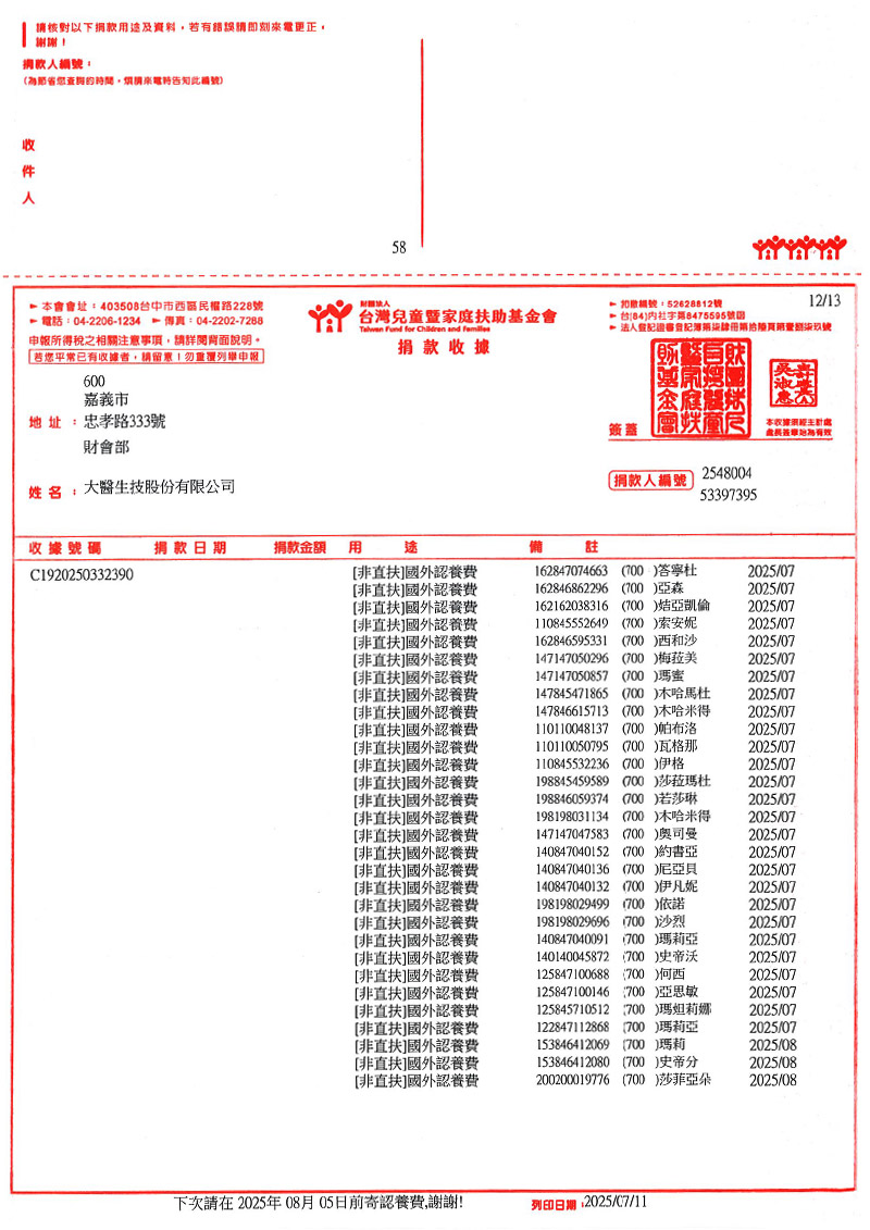 捐款明細