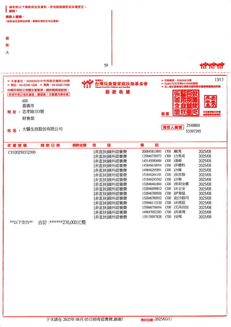 捐款明細