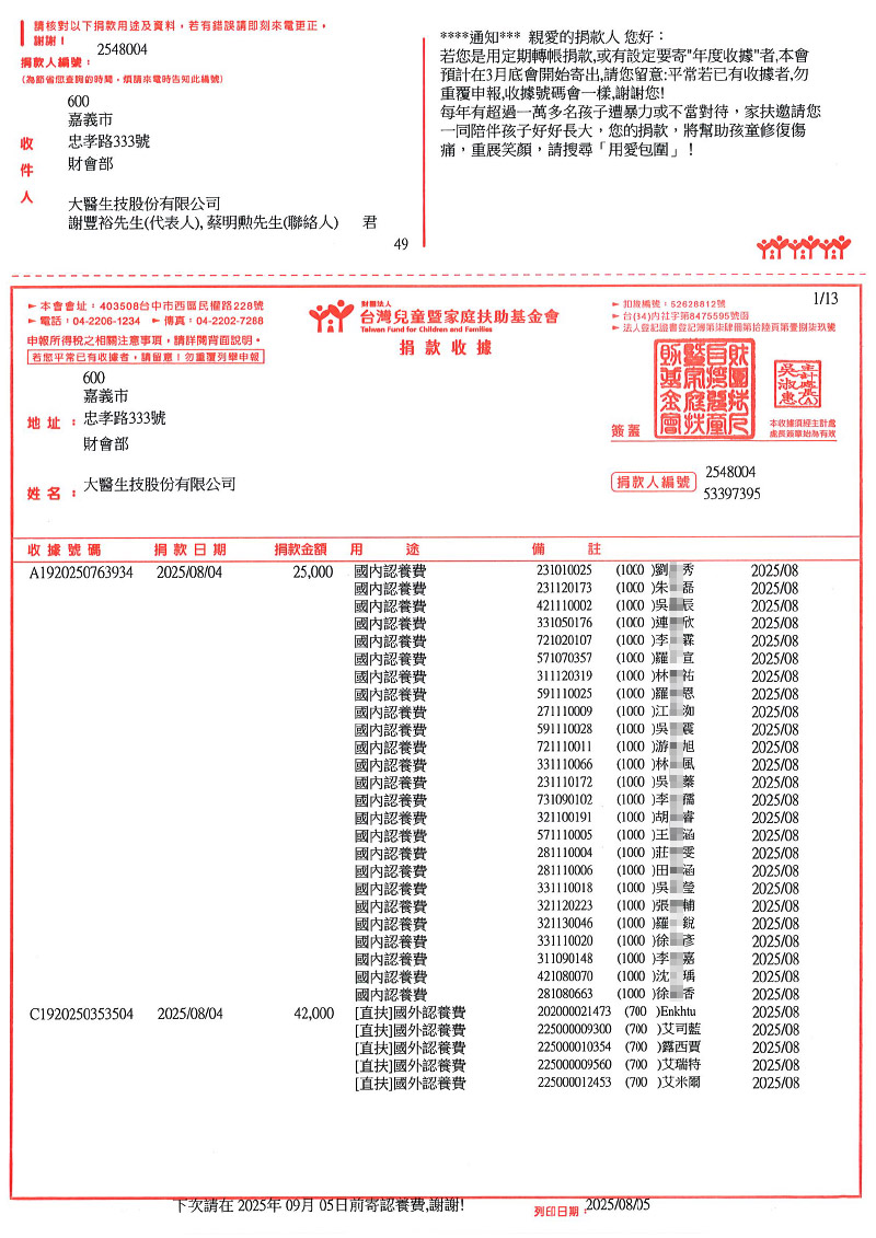 捐款明細