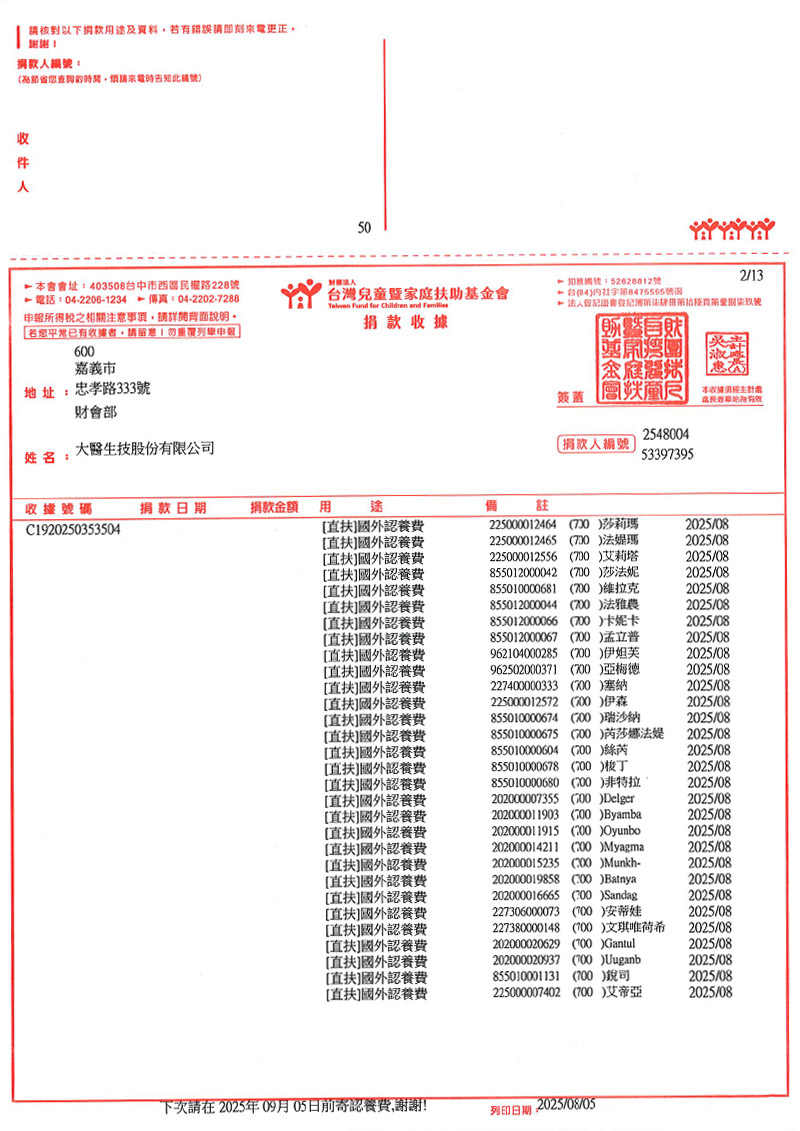 捐款明細