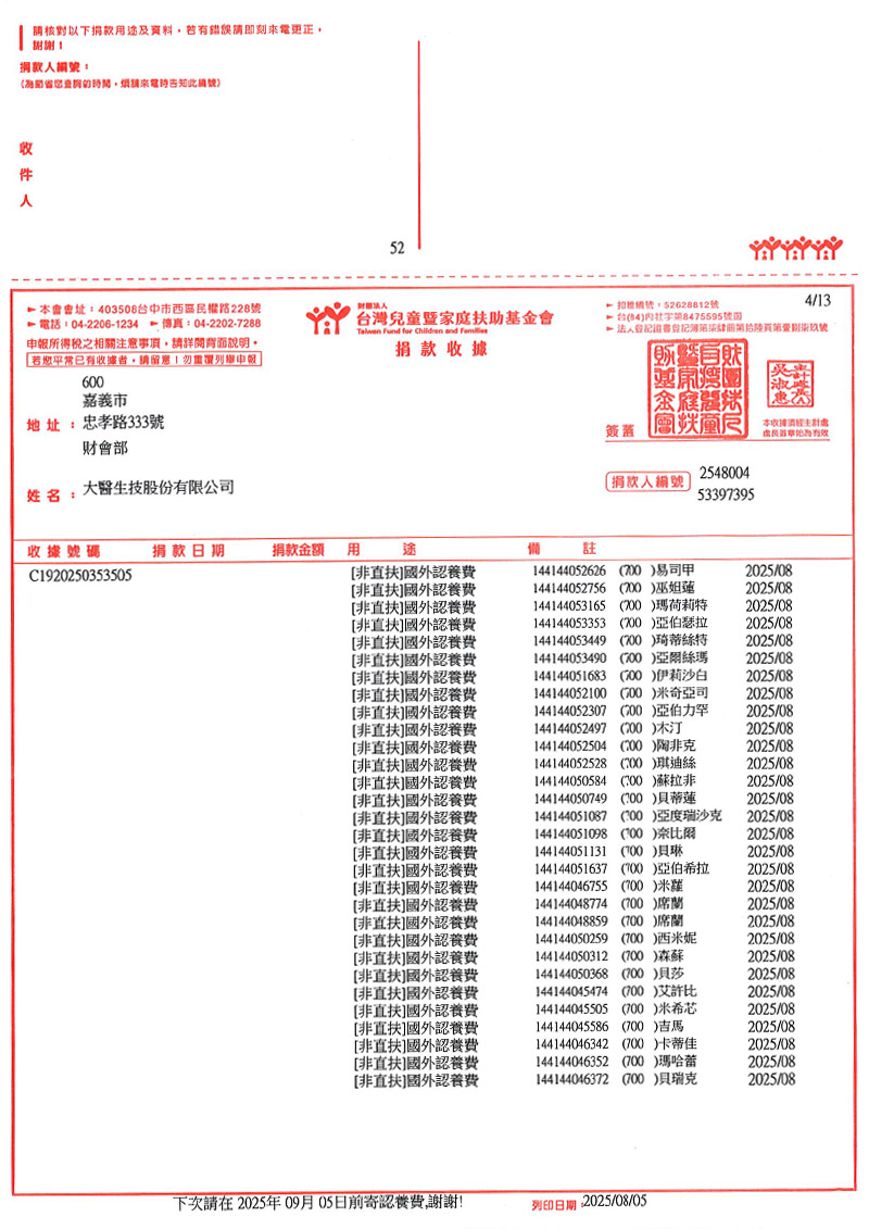 捐款明細
