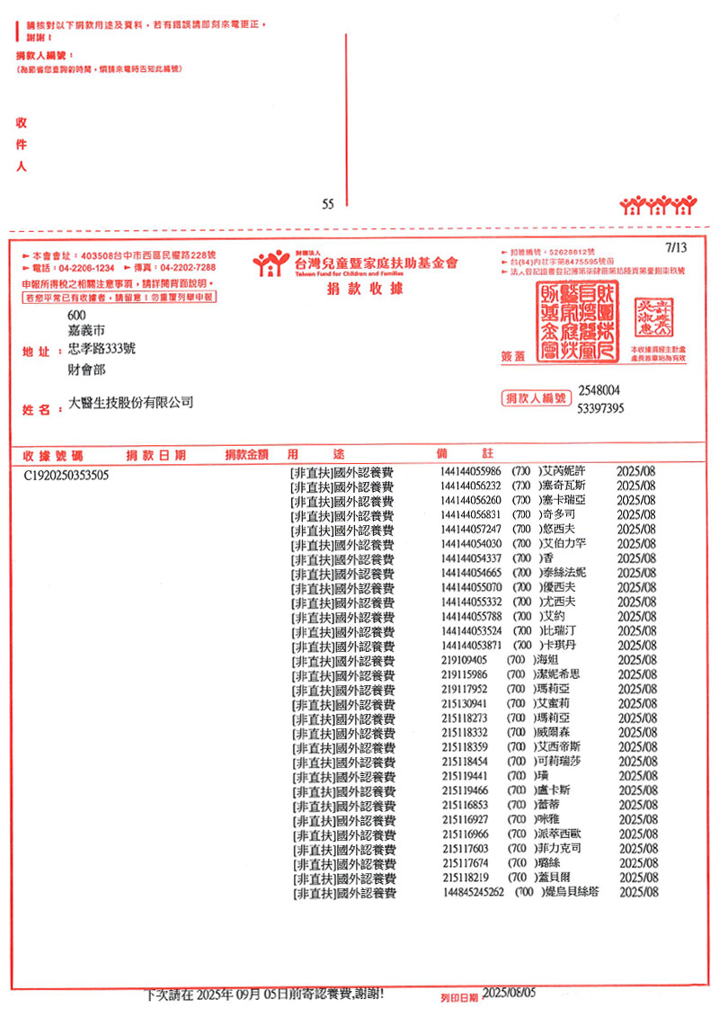 捐款明細