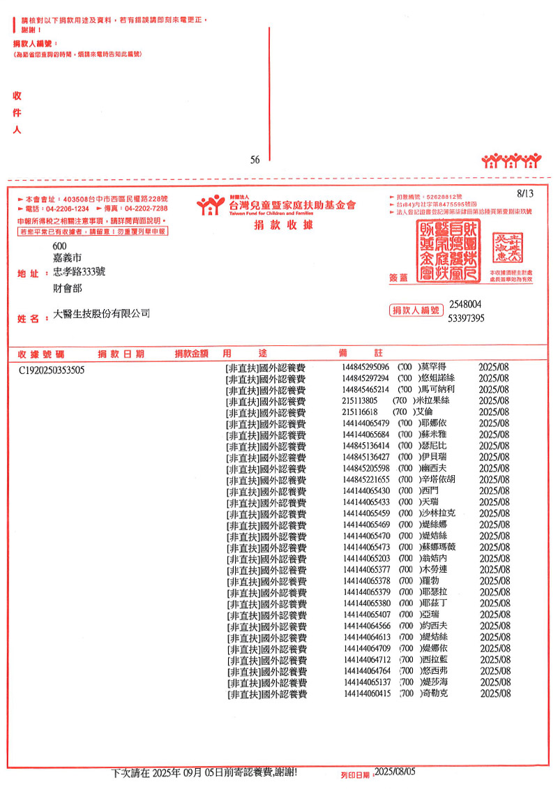 捐款明細