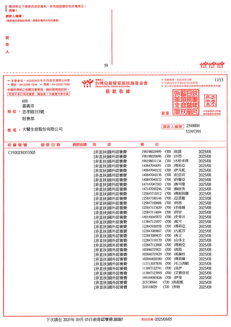 捐款明細