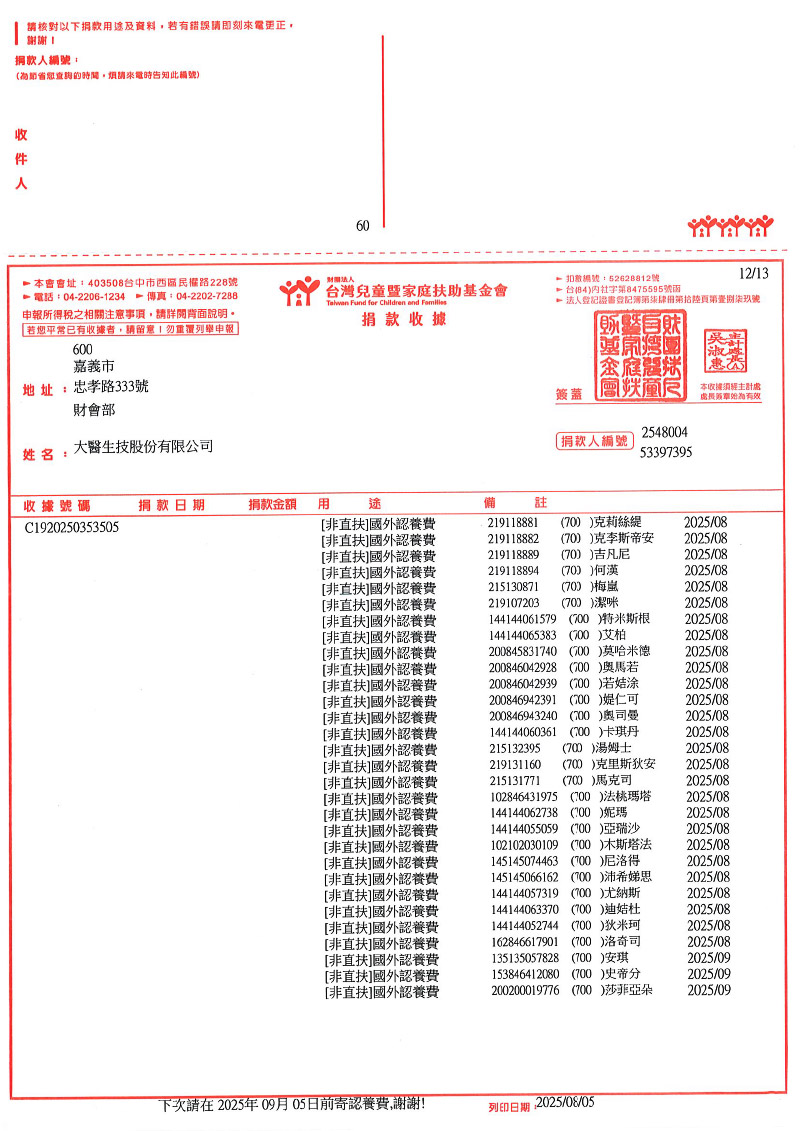 捐款明細