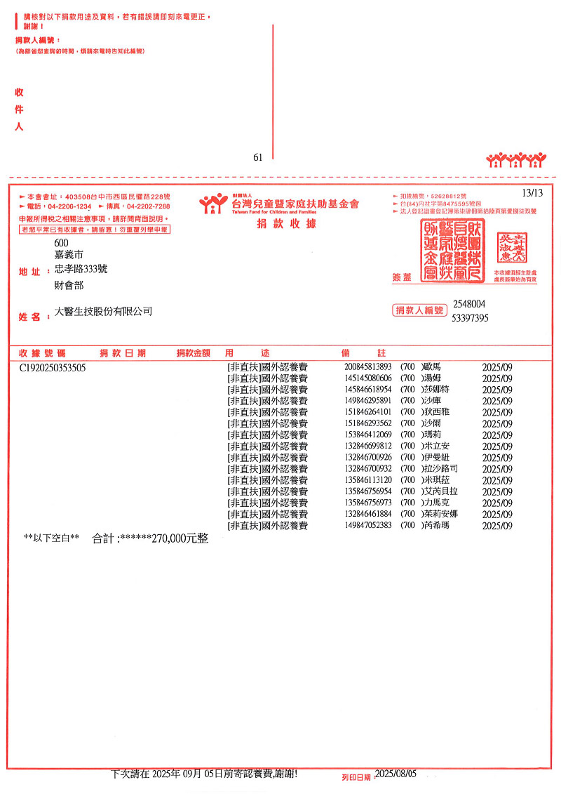 捐款明細
