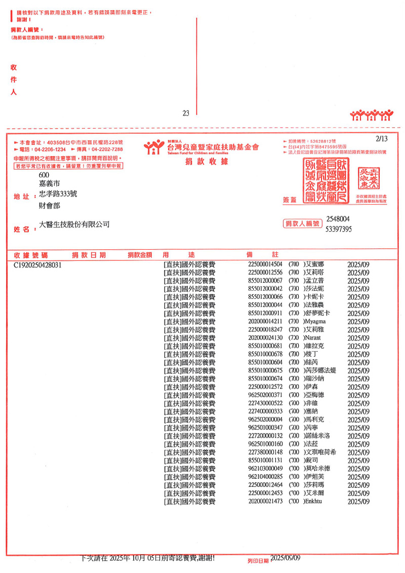 捐款明細