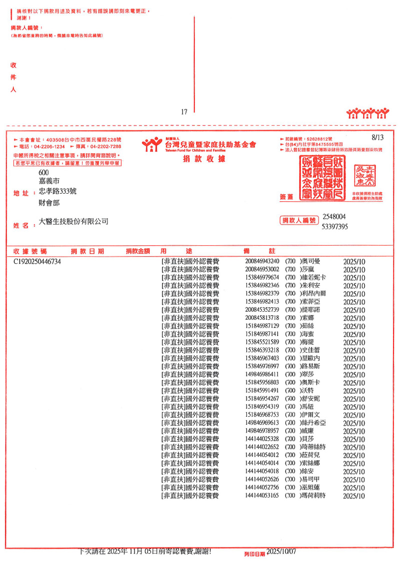 捐款明細