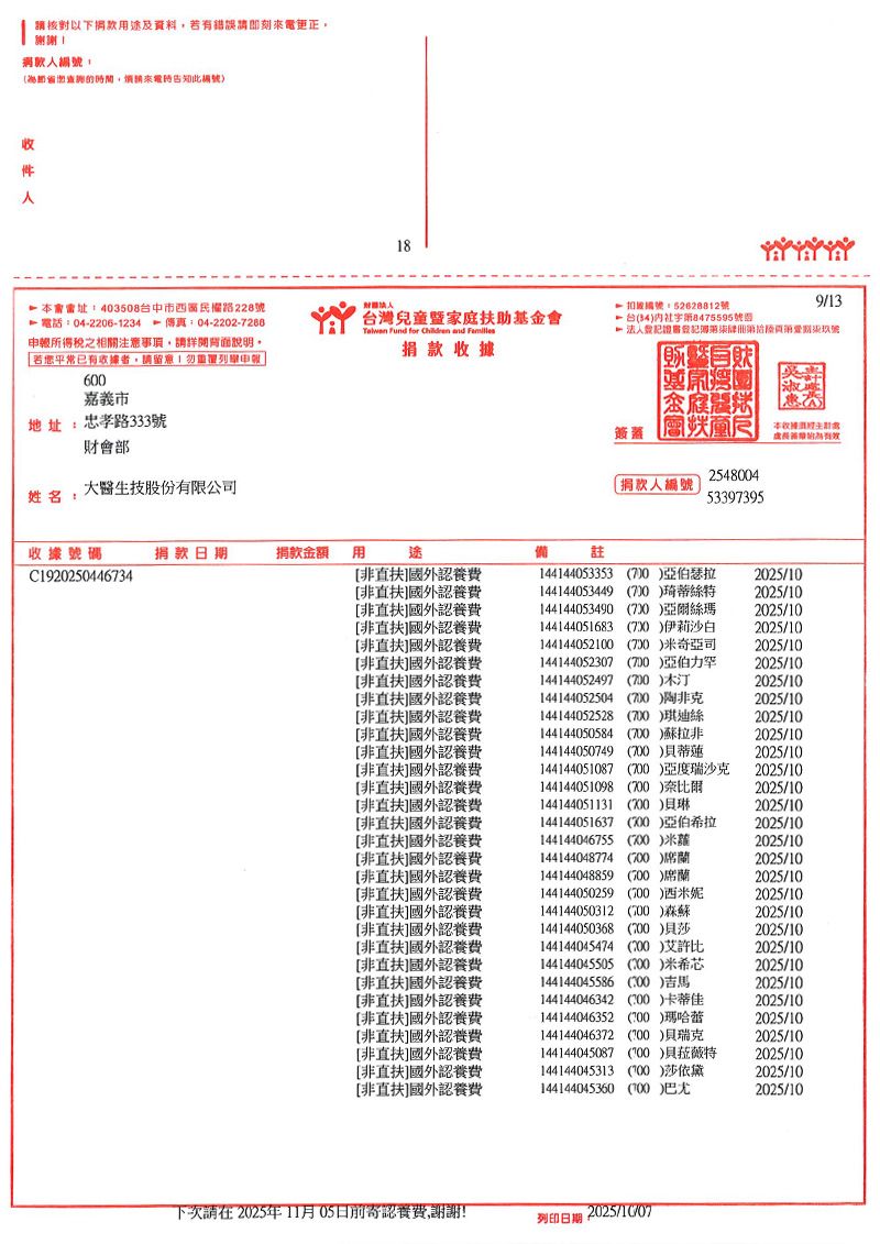 捐款明細
