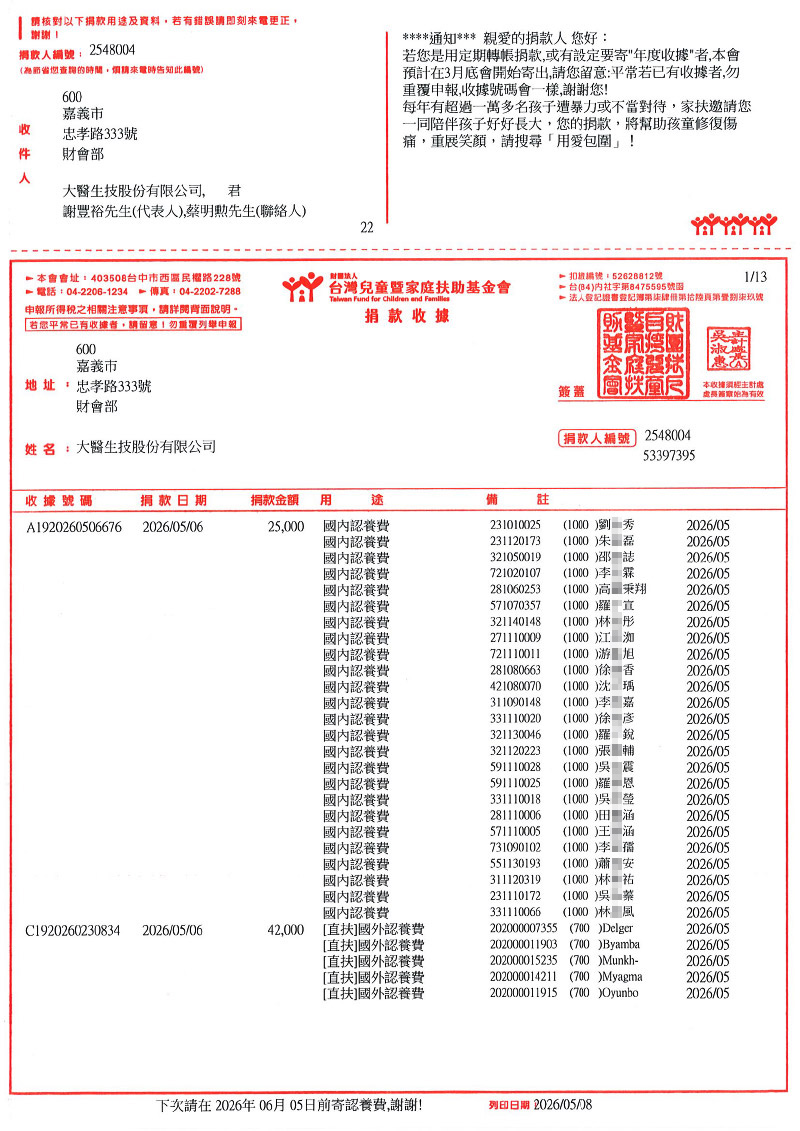 捐款明細