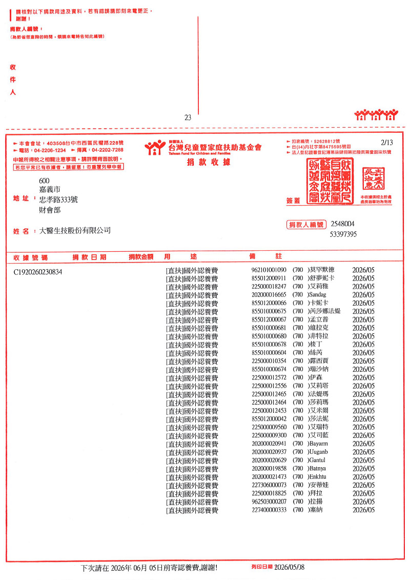 捐款明細