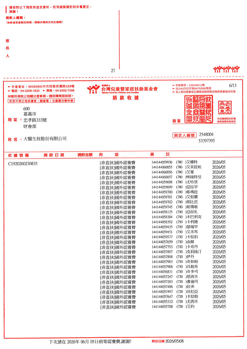 捐款明細