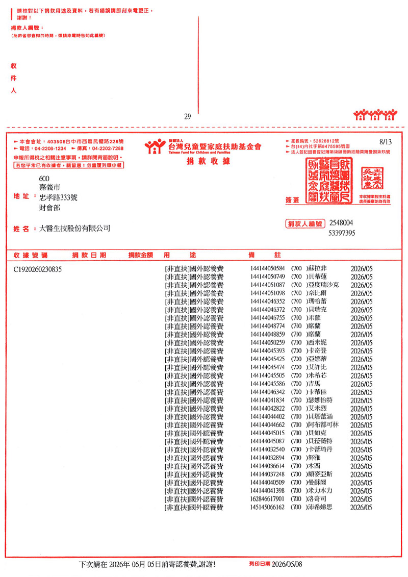 捐款明細