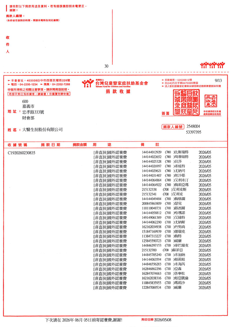 捐款明細