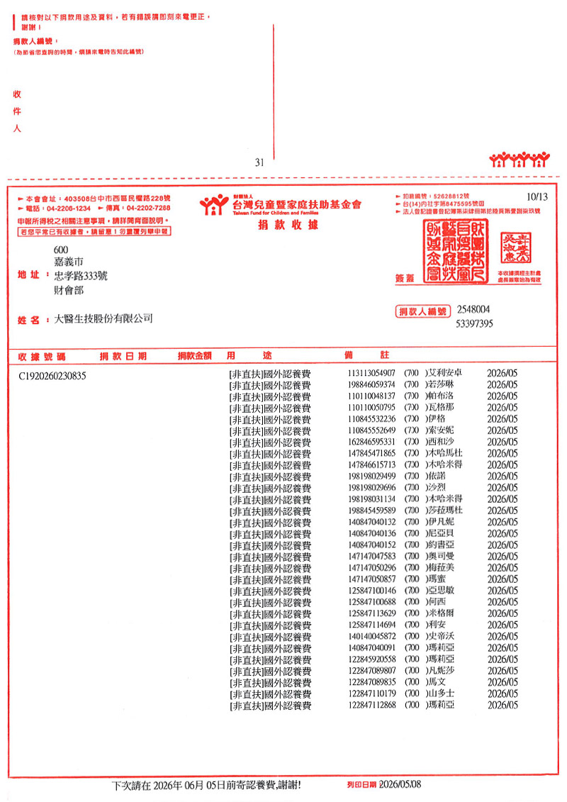 捐款明細