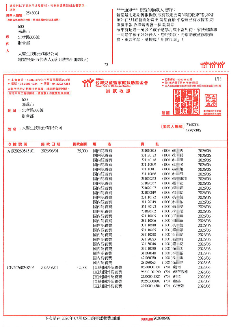 捐款明細