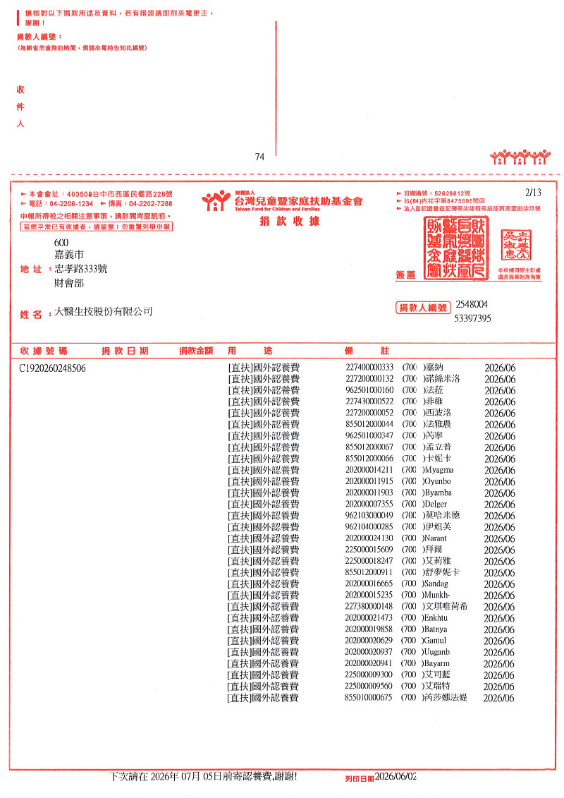 捐款明細