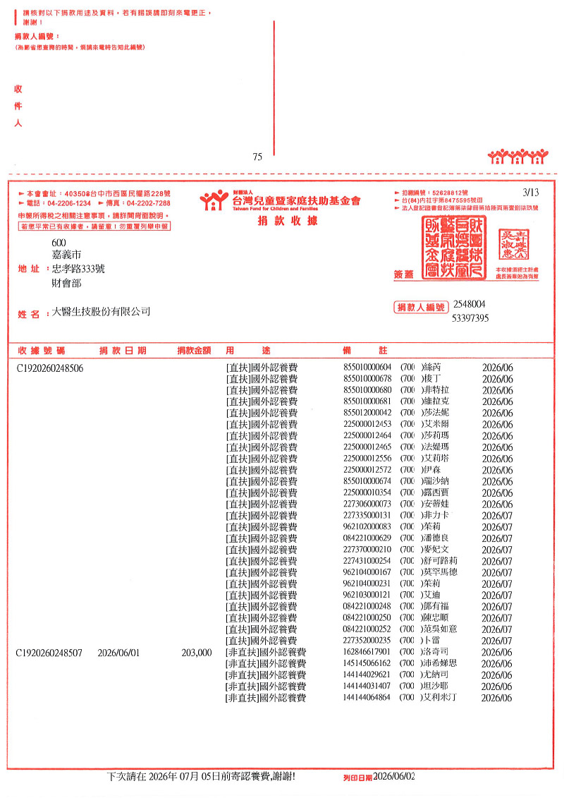 捐款明細