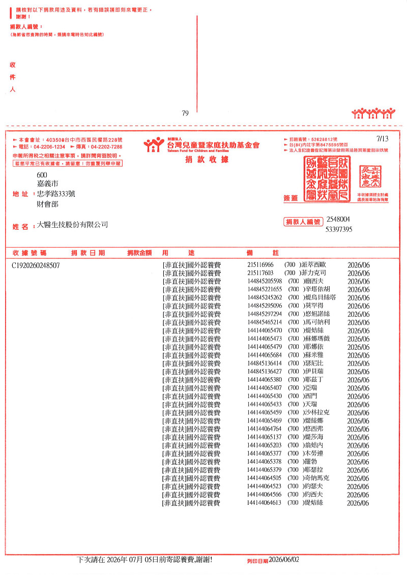 捐款明細