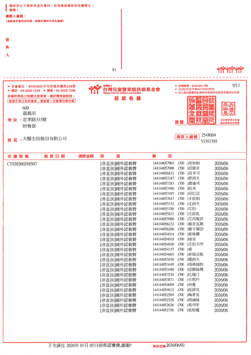 捐款明細