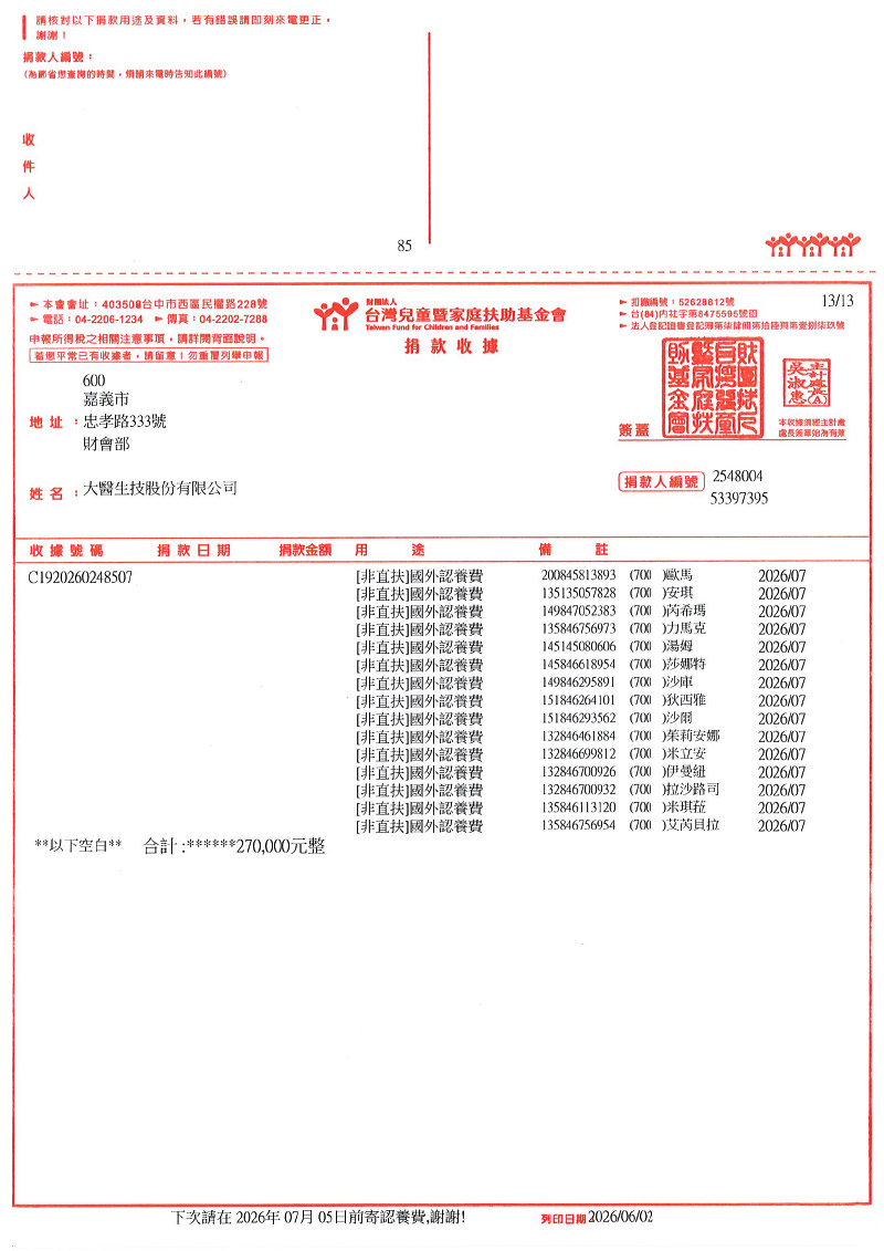 捐款明細